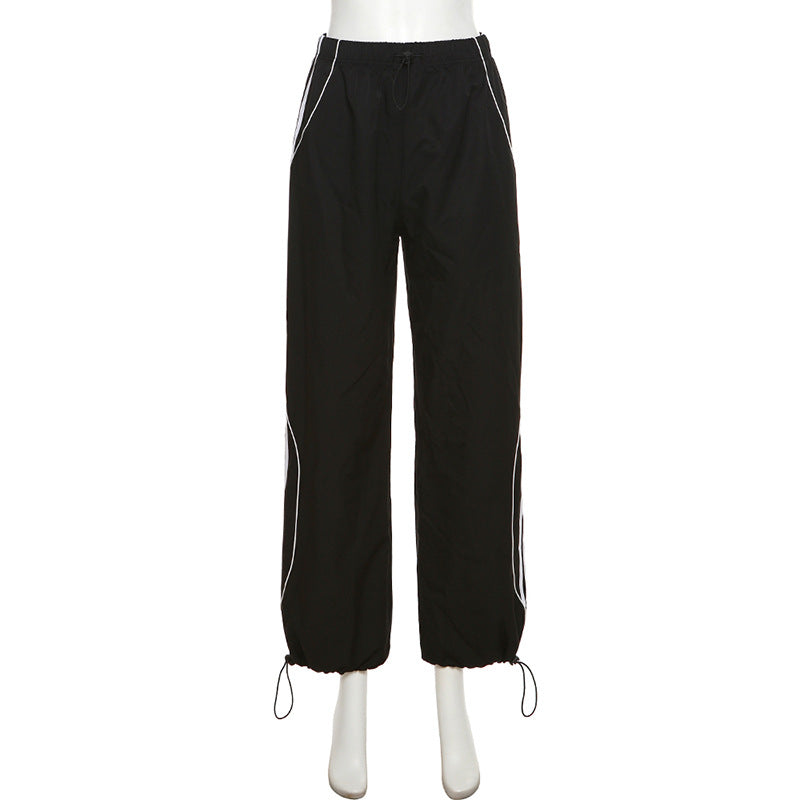 Piping Side Stripe  High Waisted Baggy Sweatpants