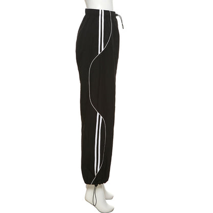 Piping Side Stripe  High Waisted Baggy Sweatpants