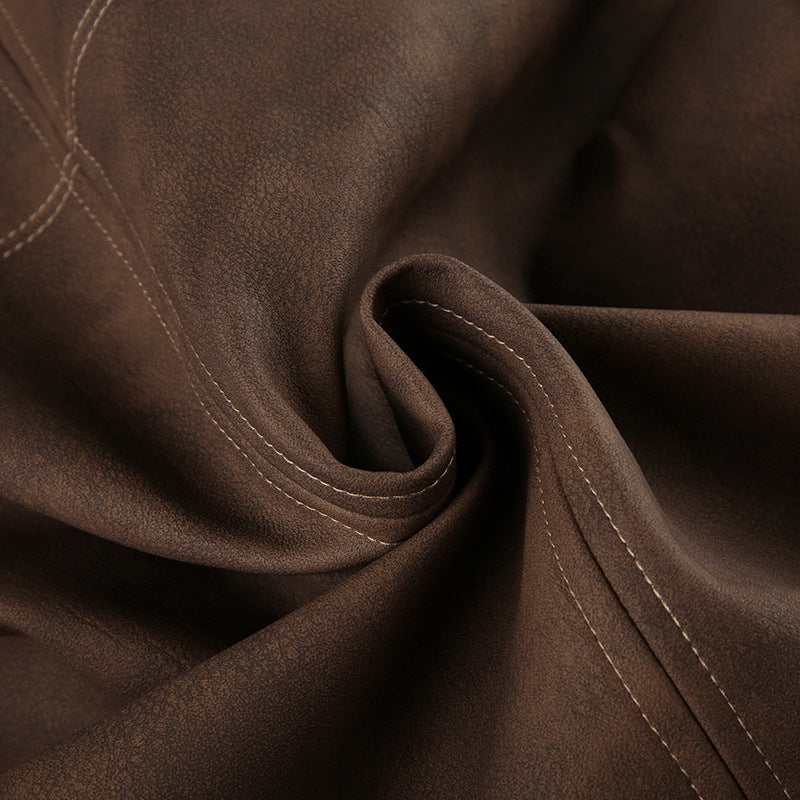 Vintage Brown Leather Slit Low Waist Skirt