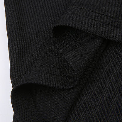 Solid Color Off Shoulder Slim Long Sleeve Knit Tee