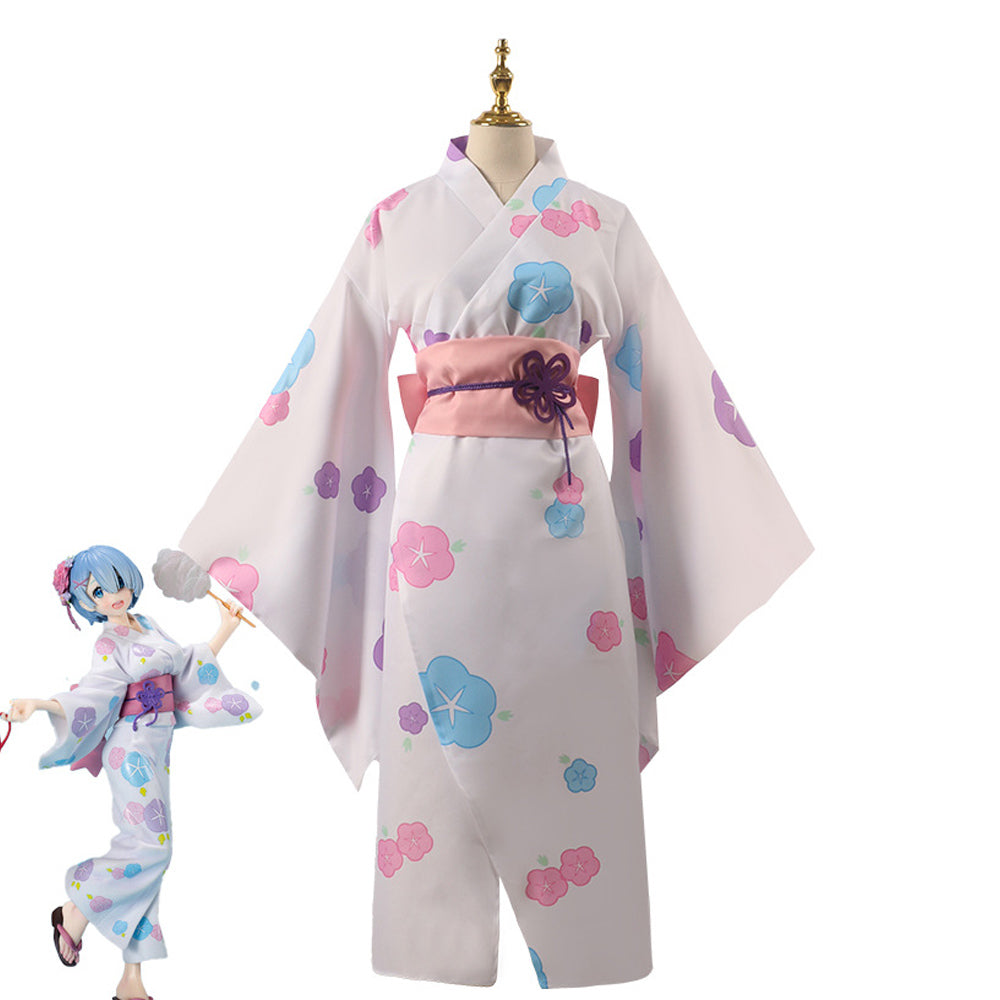 Re Life in a Different World from Zero Rem Kimono Outfits Cosplay Costume