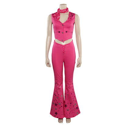 2023 Doll Movie Pink Cowgirl Star-Covered Flared Pants Cosplay Costume