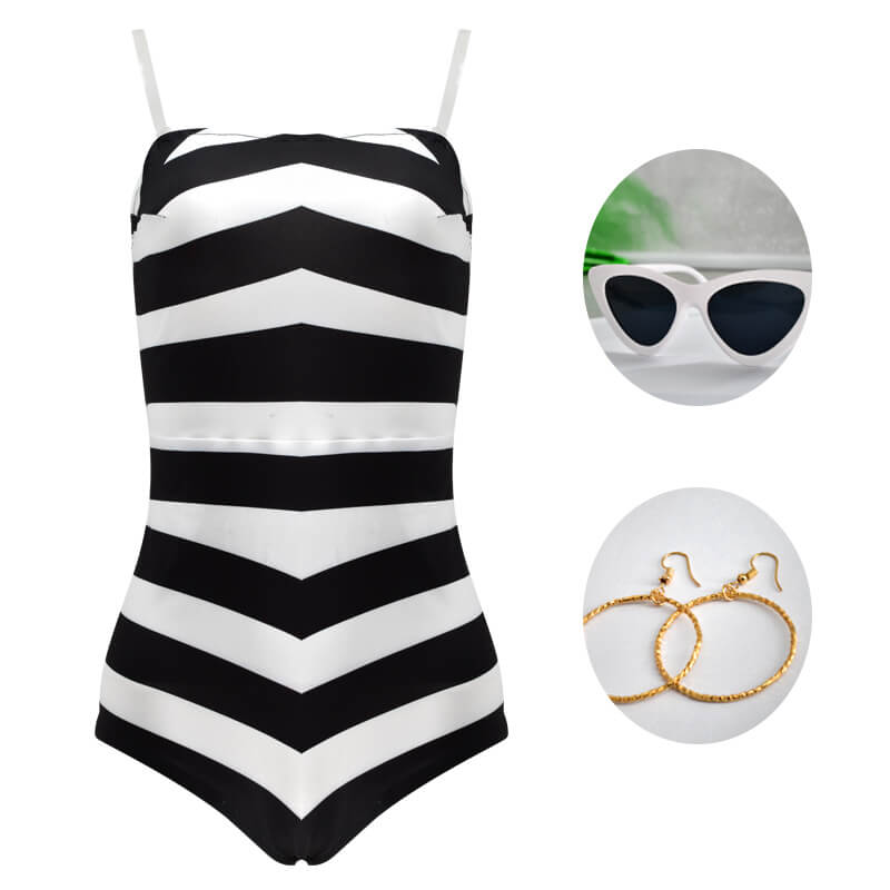 Black and White Swimsuit 2023 Doll Movie Bathing Suit Bikini One Piece