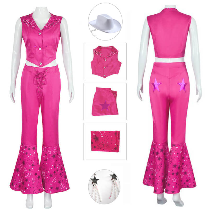 Margot Robbie Cowgirl Doll Pink Costume 2023 Doll Movie Western Outfit