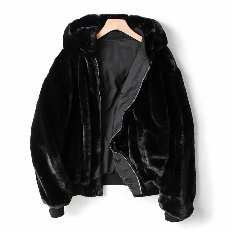 Winter Loose Solid Color Reversible Fleece Hooded Jacket