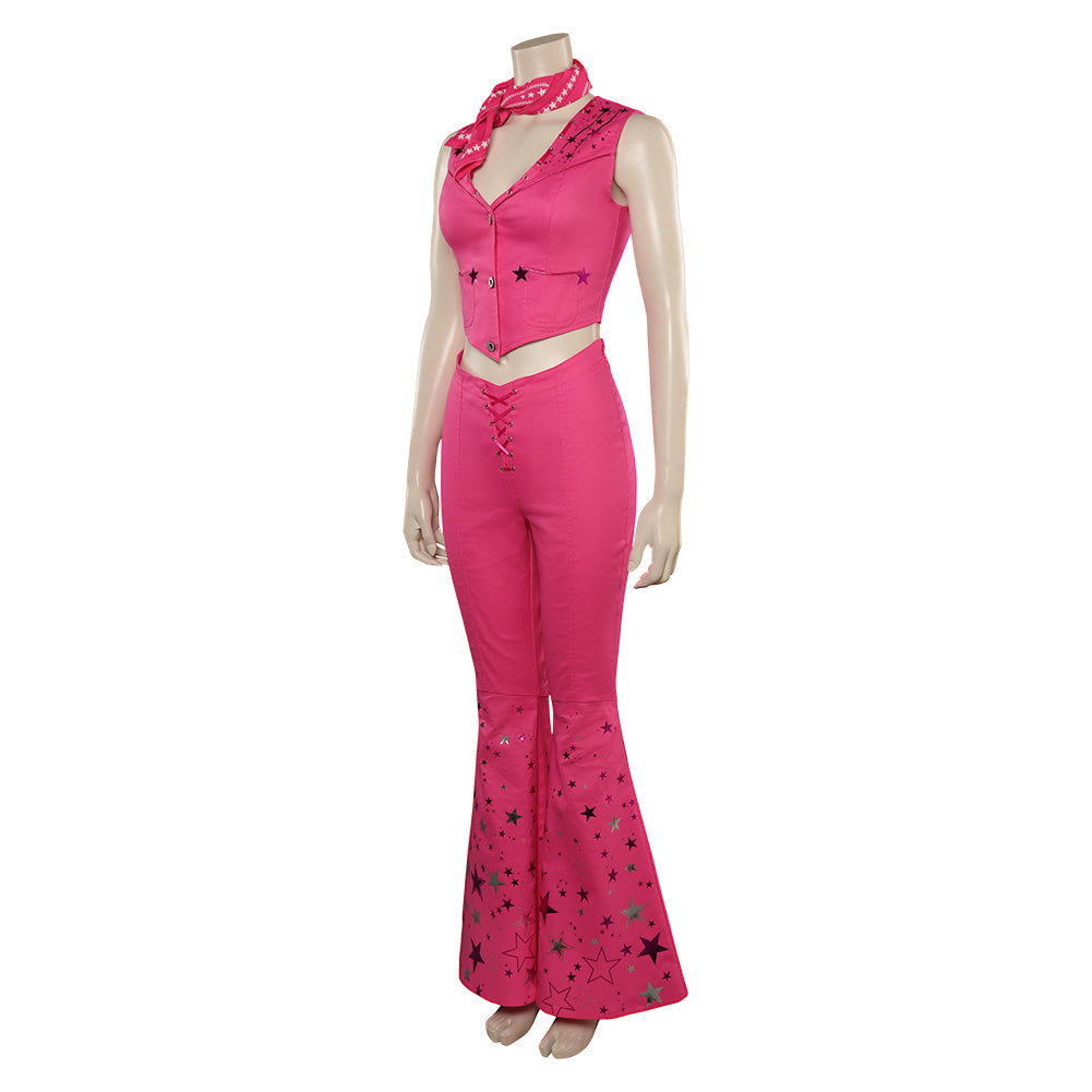 2023 Doll Movie Pink Cowgirl Star-Covered Flared Pants Cosplay Costume