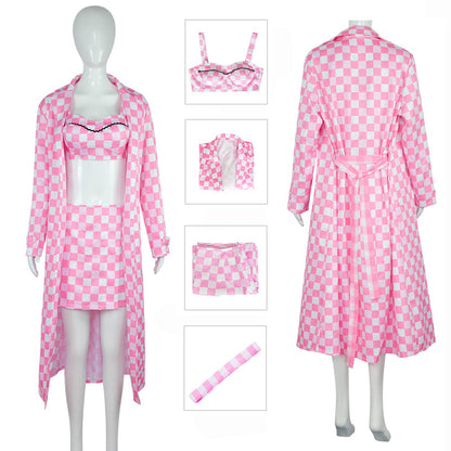 2023 Doll Movie Pink Dress with Cloak Margot Robbie Outfit Cosplay Costume