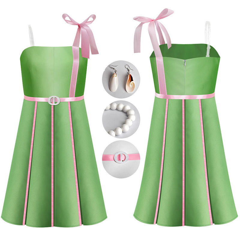2023 Doll Movie Margot Robbie Cosplay Costume Beach Party Green Dress Swimwear