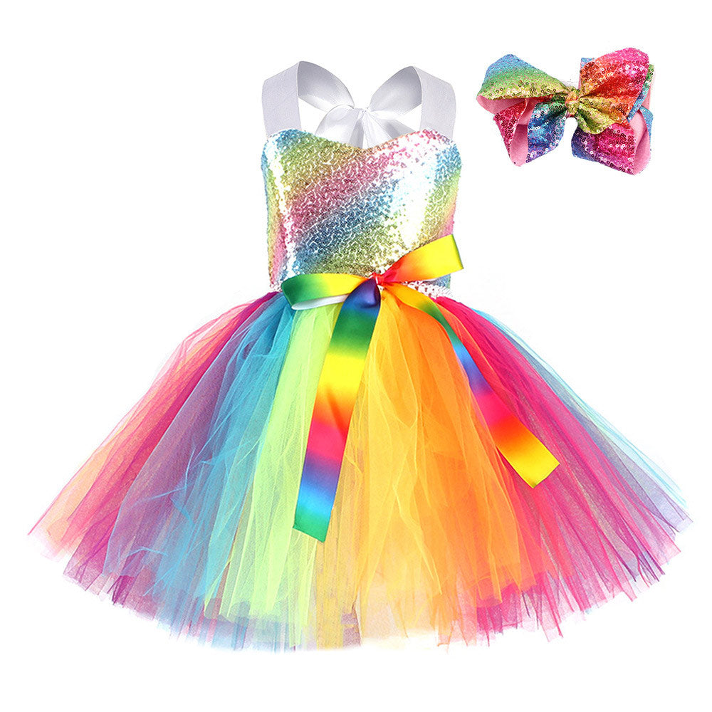 Kids Girls Rainbow Cosplay Costume Outfits Halloween Carnival Party Disguise Suit
