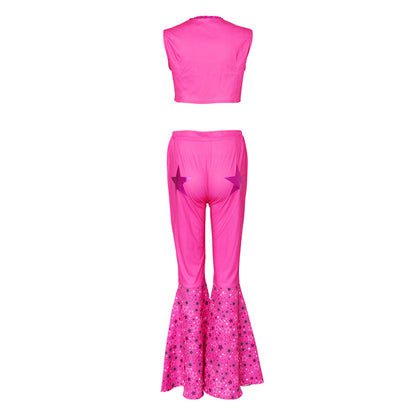 2023 Doll Movie Margot Robbie Pink Flared Pants Set Outfits Halloween Carnival Suit Cosplay Costume